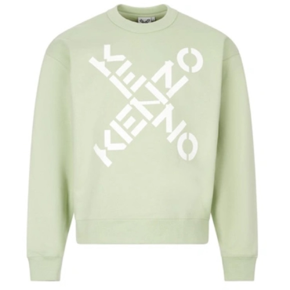 🔥 Kenzo Sport Big X Logo Sage Green Crewneck Sweatshirt Medium